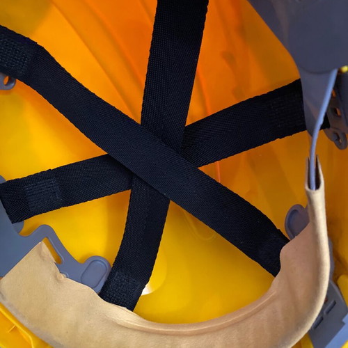 Work helmet used with head adjuster
