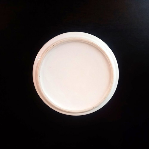 Ceramic ashtray white with blue flowers vintage minimal