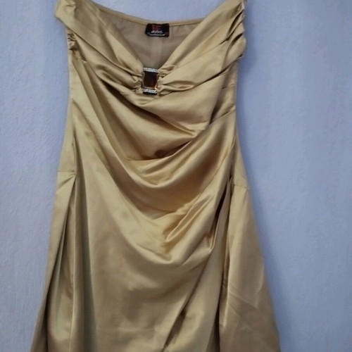 Satin dress gold strapless size M like new
