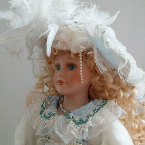 Vintage doll like new with organza and lace dress
