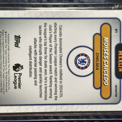 2025-26 Topps Merlin Premier League Moisés Caicedo Silver Refractor Chelsea FC card