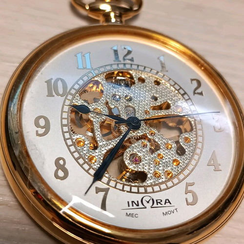 Inora pocket watch manual wind like new with chain