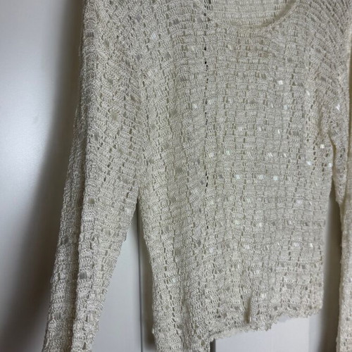 Women's mesh blouse like new, beige gold, summer with sequins