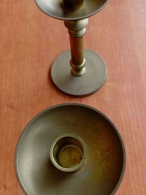 Pair of used vintage brass candlesticks mid century 1960s-1980s