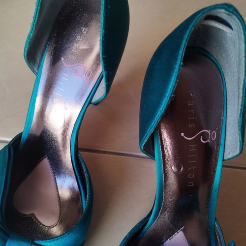 Paris Hilton peep toe heels brand new, emerald color, size 39