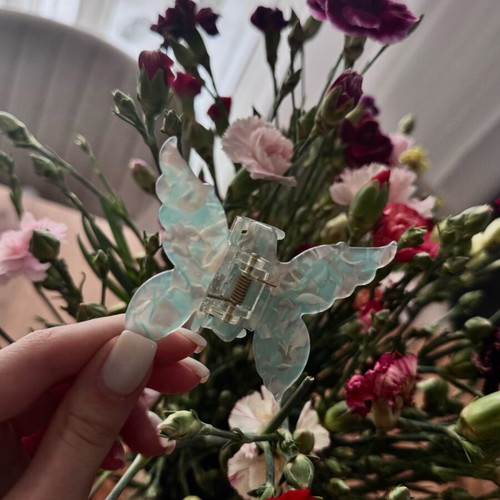 Butterfly hair clip new, multicolor and green