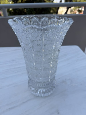 Vintage cut crystal vase like new, heavy hand-carved