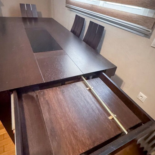 Wenge dining set with 6 solid wood chairs