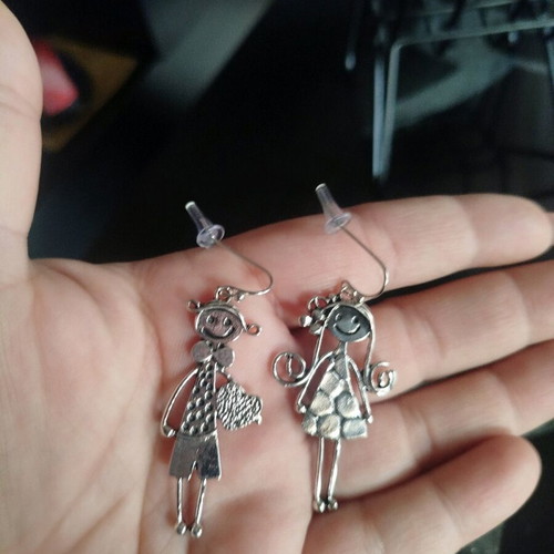 Retro Peg Accessories dangling earrings new, silver