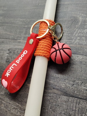 Candle with basketball keychain new for basketball fans