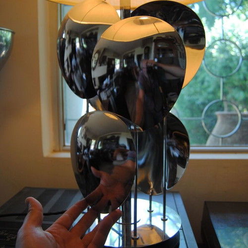 Vintage Space Age lamp 1965 by Max Sauze, chrome, like new