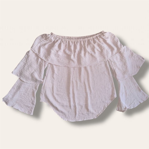 Fashion Nova Off-Shoulder Ruffle Blouse pink like new, size S