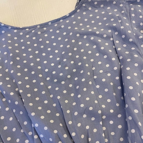 Polka dots dress used with belt, size S & M, blue and white