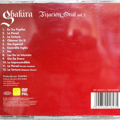 Shakira Fijación Oral Vol. 1 CD and DVD like new, collector's edition