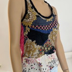Medium satin patchwork blouse used, multicolored