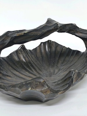 Vintage handmade wooden bowl and basket like new 25×15×15