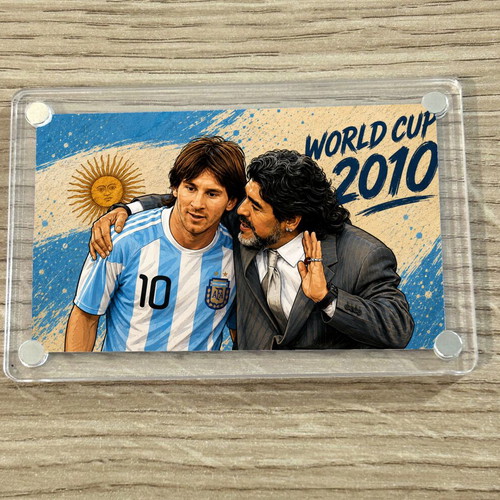 Acrylic World Cup Magnet Maradona Messi 2010 new