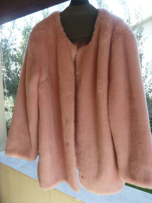 Atmosphere pink synthetic fur coat, XXL (18/46)