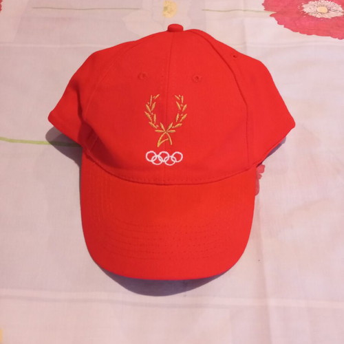 Authentic collectible jockey hat red with Olympic Academy emblem new