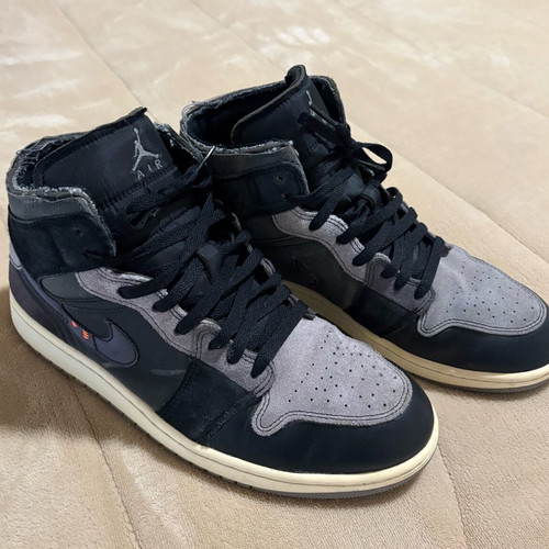 Jordan 1 Mid craft μεταχειρισμένα, μέγεθος 45.5, μαύρο και γκρι