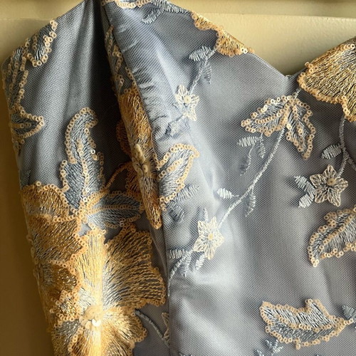 Evening dress new turquoise with sequins and tulle