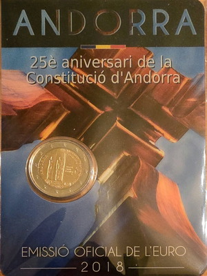 Ανδόρα 2 ευρώ 2018 καινούργιο, 25η επέτειος Συντάγματος