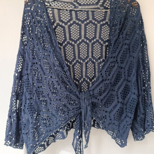 Blue summer bolero used with natural signs of wear