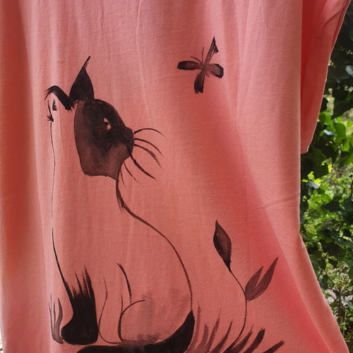 T-Shirt Handpainted Dream Urban Classics like new, black and pink, size M