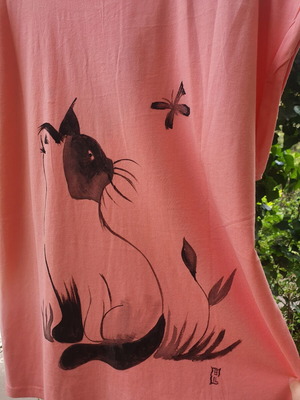 T-Shirt Handpainted Dream Urban Classics like new, black and pink, size M