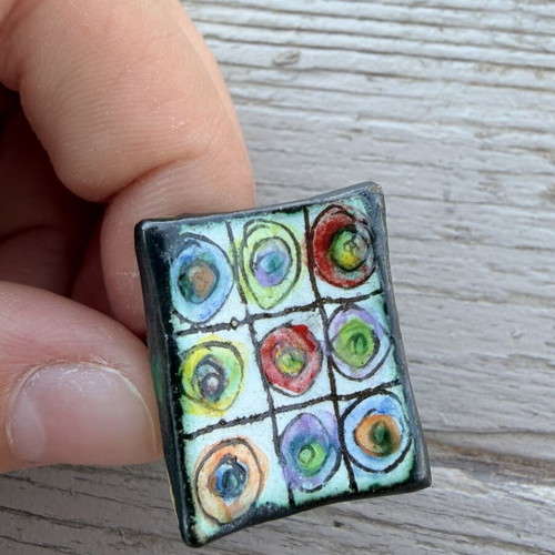 Handmade ceramic ring like new, multicolor