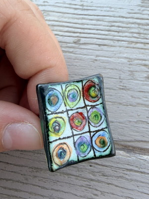 Handmade ceramic ring like new, multicolor