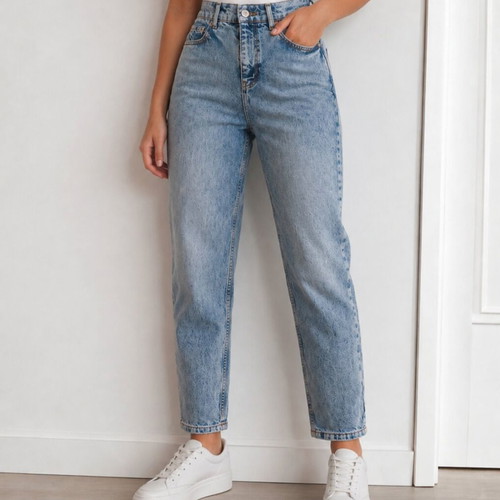 Mango Mom Fit Jeans used, size 34, light blue stone wash