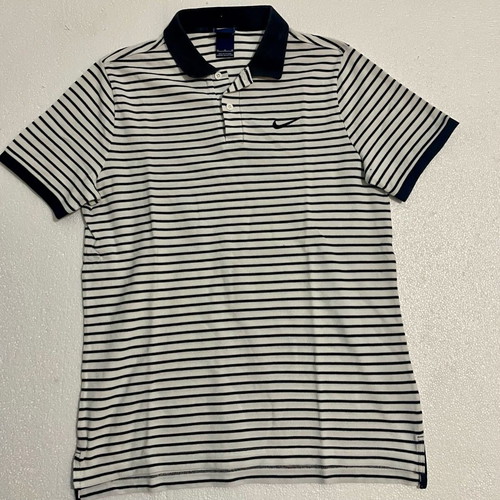 Nike Striped Polo Shirt size M like new, black and white with navy