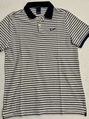 Nike Striped Polo Shirt size M like new, black and white with navy