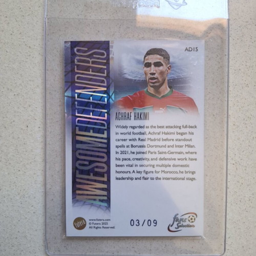 Futera 2025 Achraf Hakimi Awesome Defenders 3/9 new