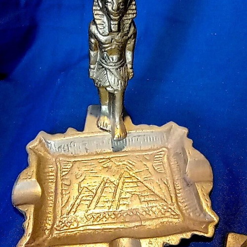 Vintage Metal Ashtrays Egyptian Style Set of 2, like new