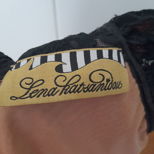 Lena Katsanidou evening dress like new, black lace with beige lining