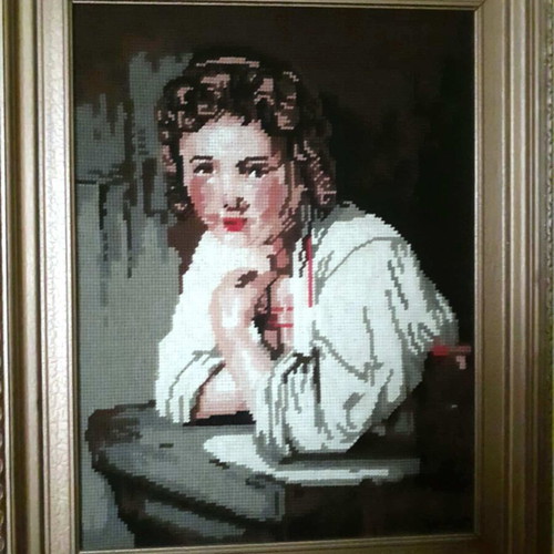 Hand-stitched tapestry like new, Rembrandt copy 40x50 cm