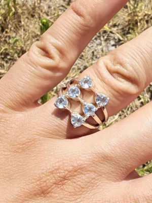 Silver ring with blue topaz