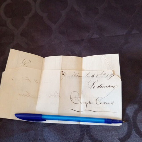 French letter from 1851 used with wax seal and two stamps