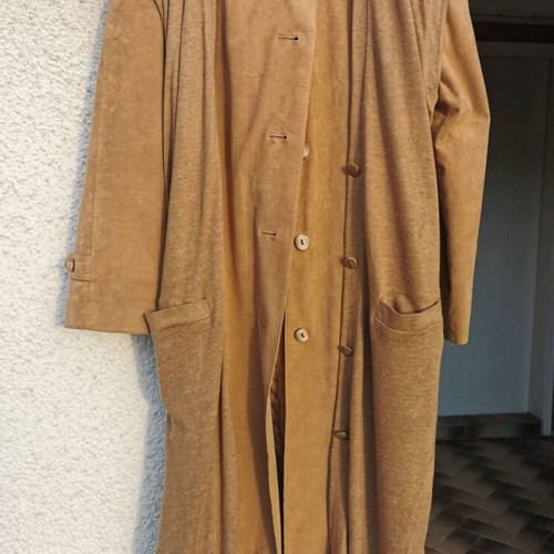 Grosse classic women's suede trench coat with buttons, mustard color