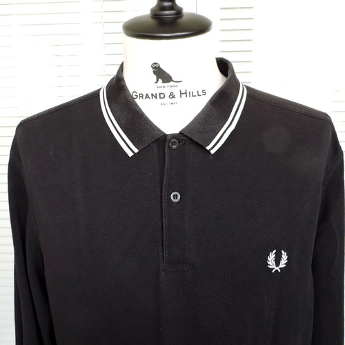 Fred Perry men's black long sleeve polo shirt XL