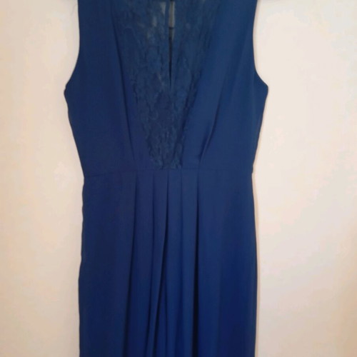 Dress new blue with lace on bust and back, side zipper size M