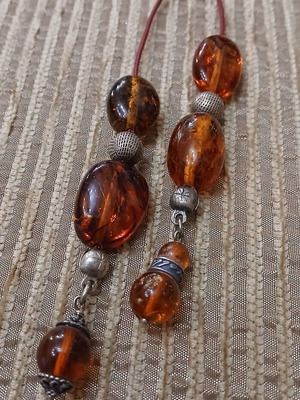 Baltic Amber Worry Beads used with Silver Elements