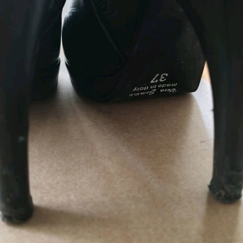 Leather ankle boots used, black, size 37 with low wedge heel