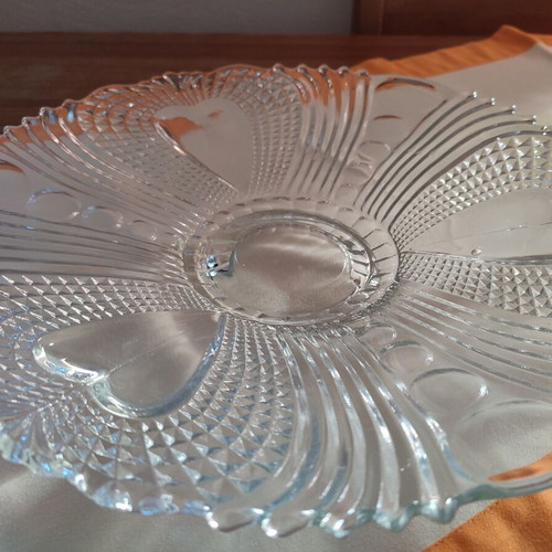 Crystal serving platter vintage '80s new, multipurpose