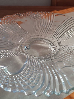 Crystal serving platter vintage '80s new, multipurpose