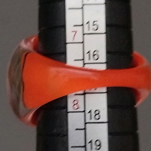 Ring made of liquid glass new, size 17, orange