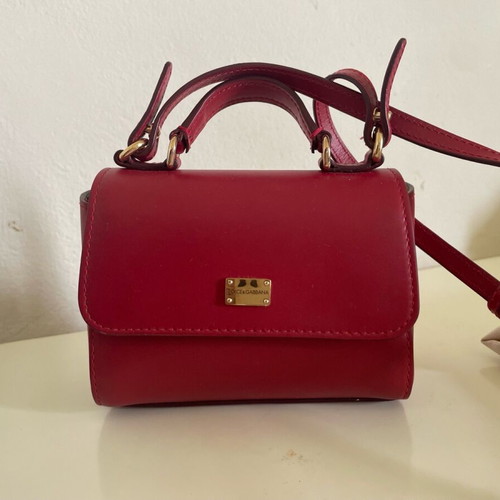 Dolce Gabbana Mini Sicily bag 100% leather burgundy new