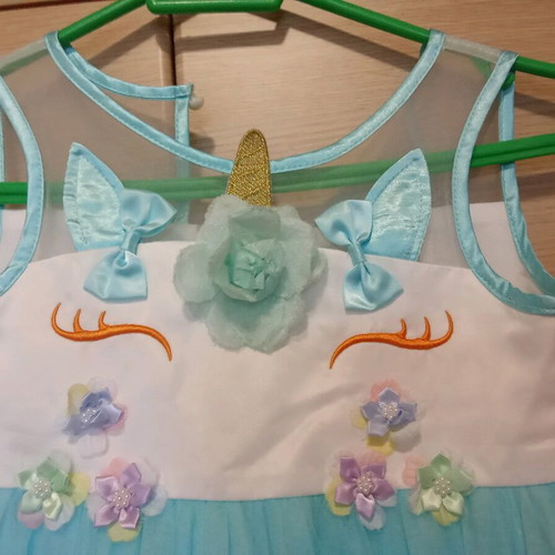 Unicorn carnival costume blue 4-5 years like new